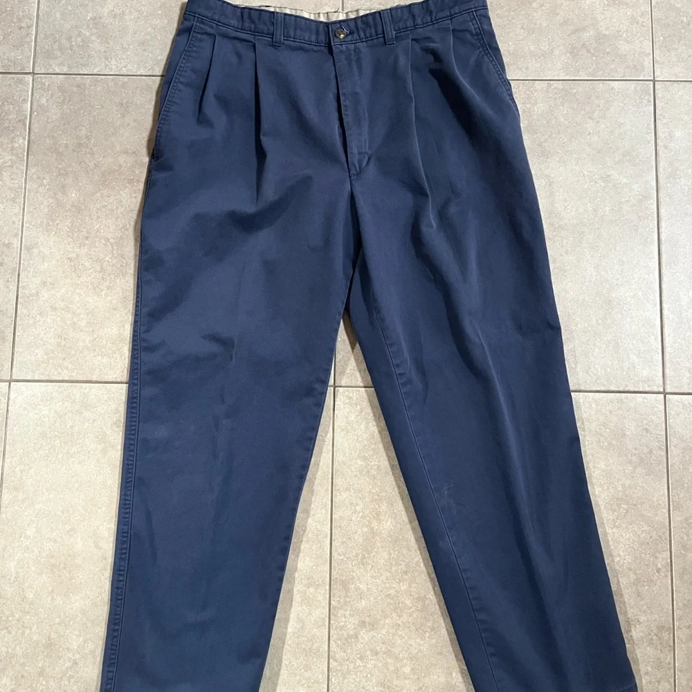 Vintage Savane Pants Mens Size 36x29 Blue 90s Dress Chino Office Pleated  Front